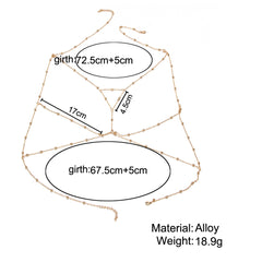 Collar de cadena para el cuerpo con cuentas de cobre vintage y cadena para el pecho