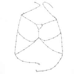 Collar de cadena para el cuerpo con cuentas de cobre vintage y cadena para el pecho