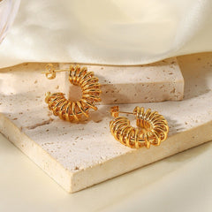 Titanium Steel Earrings Jewelry 18K Gold Stainless Steel Circle Geometry