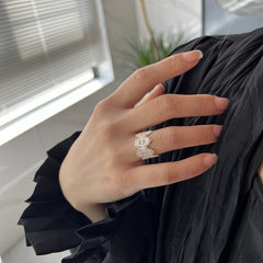 Anillo hueco de encaje suave de plata esterlina que combina con todo
