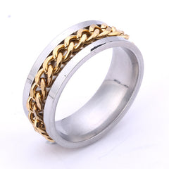 Titanium steel ring men's rotatable chain stainless steel jewelry 2 pieces