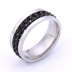 Titanium steel ring men's rotatable chain stainless steel jewelry 2 pieces