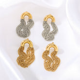 1 Pair Vacation Classic Style Semicircle Tassel Lines Polishing Plating 304 Stainless Steel 18K Gold Plated Drop Earrings