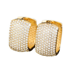 1 par de pendientes de cobre y circonita con incrustaciones geométricas brillantes de estilo simple