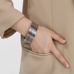 Simple Style Solid Color 304 Stainless Steel 18K Gold Plated Bangle In Bulk (1 Set)