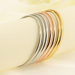 Simple Style Solid Color 304 Stainless Steel 18K Gold Plated Bangle In Bulk (1 Set)