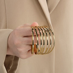 Simple Style Solid Color 304 Stainless Steel 18K Gold Plated Bangle In Bulk (1 Set)