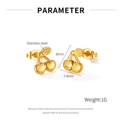 1 Pair Simple Style Cherry Plating 304 Stainless Steel Ear Studs