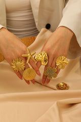 Anillos abiertos de acero inoxidable 304 con diseño de estrella de mar redonda, estilo vintage, estilo simple, venta al por mayor