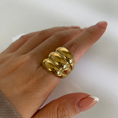 Wholesale Jewelry Nordic Style Exaggerated Color Block 316 Stainless Steel 18K Gold Plated Irregular Rings