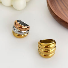 Wholesale Jewelry Nordic Style Exaggerated Color Block 316 Stainless Steel 18K Gold Plated Irregular Rings