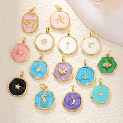 6 Pieces Copper Color Block Pendant