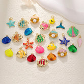 1 Piece 15*16mm 17 * 18mm 18 * 20mm Copper Artificial Pearls Rhinestones Gold Plated Scallop Starfish Fish Tail Pendant