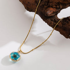 Wholesale Jewelry Sweet Pastoral Commute Flower 304 Stainless Steel Copper 18K Gold Plated Pendant Necklace