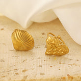 Anillos abiertos de acero inoxidable 304 con diseño de tortuga tropical, estrella de mar y concha de playa hawaiana al por mayor.