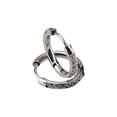 1 Piece Simple Style Solid Color Inlay Titanium Steel Zircon Earrings