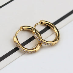 1 Piece Simple Style Solid Color Inlay Titanium Steel Zircon Earrings