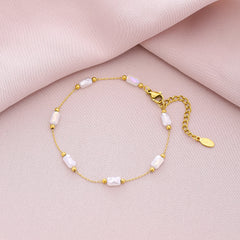 Pulseras de acero inoxidable con cristales artificiales y pétalos brillantes 201 bañadas en oro de 18 quilates (a granel)