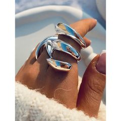 Anillos de acero inoxidable 316 chapados en oro de 18 quilates con líneas de color sólido estilo primaveral de IG.