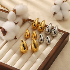 1 Pair Simple Style Classic Style Water Droplets Plating 316L Stainless Steel 18K Gold Plated Ear Studs