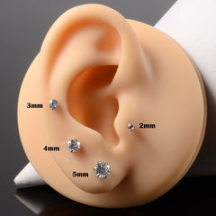 1 Piece Hawaiian Tropical Round Flower Butterfly Inlay 316 Stainless Steel Zircon 24K Gold Plated Cartilage earrings