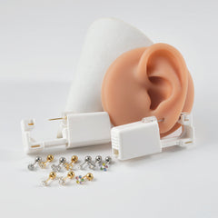 1 Piece Hawaiian Tropical Round Flower Butterfly Inlay 316 Stainless Steel Zircon 24K Gold Plated Cartilage earrings