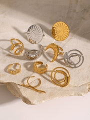 Wholesale Jewelry IG Style Round Moon Solid Color 304 Stainless Steel Open Rings