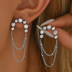 1 Pair Vintage Style French Style Tassel 201 Stainless Steel 18K Gold Plated Drop Earrings
