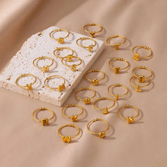 Anillos abiertos chapados en oro de 18 quilates de acero inoxidable 304 con letras, estilo casual y sencillo, venta al por mayor