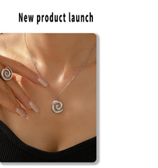 Wholesale Jewelry Simple Style Classic Style Spiral 304 Stainless Steel 18K Gold Plated Plating Rings Necklace