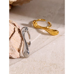 Wholesale Jewelry Vacation Simple Style IG Style Water Droplets 316 Stainless Steel 18K Gold Plated Plating Open Rings
