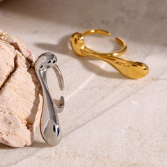 Wholesale Jewelry Vacation Simple Style IG Style Water Droplets 316 Stainless Steel 18K Gold Plated Plating Open Rings