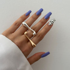 Wholesale Jewelry Vacation Simple Style IG Style Water Droplets 316 Stainless Steel 18K Gold Plated Plating Open Rings