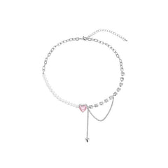 Love stitching Pearl Japanese and Korean necklace design high-grade light luxury niche clavicle chain new women's necklace