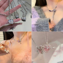 Love stitching Pearl Japanese and Korean necklace design high-grade light luxury niche clavicle chain new women's necklace