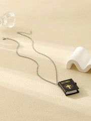 Wholesale Jewelry Novelty Modern Style Book Cross Bible 304 Stainless Steel Paper Pendant Necklace