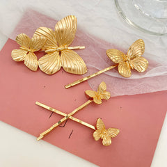 Simple Butterfly Metal Hairpin New Chinese Style Personalized One-character Clip Commuter Design Hairpin Hair Accessories for Women