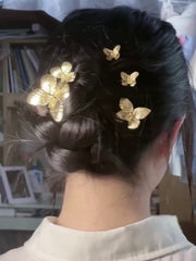 Simple Butterfly Metal Hairpin New Chinese Style Personalized One-character Clip Commuter Design Hairpin Hair Accessories for Women