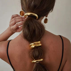 Women's Casual Modern Style Square Bow Knot Shell 304 Stainless Steel Metal Shiny Metallic Hair Tie
