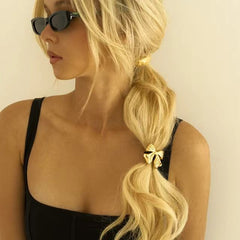 Women's Casual Modern Style Square Bow Knot Shell 304 Stainless Steel Metal Shiny Metallic Hair Tie