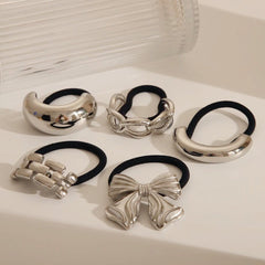 Women's Casual Modern Style Square Bow Knot Shell 304 Stainless Steel Metal Shiny Metallic Hair Tie