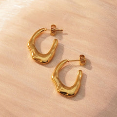 1 Pair Classic Style U Shape Geometric Heart Shape Plating 304 Stainless Steel Imitation Gold Earrings