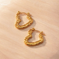 1 Pair Classic Style U Shape Geometric Heart Shape Plating 304 Stainless Steel Imitation Gold Earrings