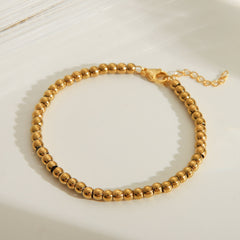 Wholesale Jewelry Simple Style Classic Style Solid Color 201 Stainless Steel 18K Gold Plated Beaded Bracelets Necklace