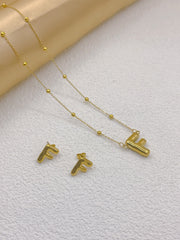 Conjunto de joyería elegante de estilo hip hop con letras simples, chapado en oro de 18 quilates, de acero inoxidable 304.