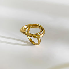 Wholesale Jewelry Retro French Style IG Style Geometric 316L Stainless Steel 18K Gold Plated Irregular Open Rings