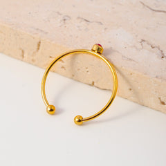 Wholesale Jewelry Casual Simple Style Round 304 Stainless Steel Zircon Inlay Open Rings
