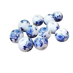 1 Piece Diameter 8mm ceramics Floral Beads (per 100 pieces)