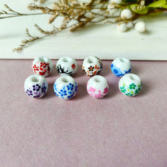 1 Piece Diameter 8mm ceramics Floral Beads (per 100 pieces)