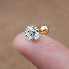 1 Pair Simple Style Round Inlay 304 Stainless Steel Zircon 18K Gold Plated Ear Studs